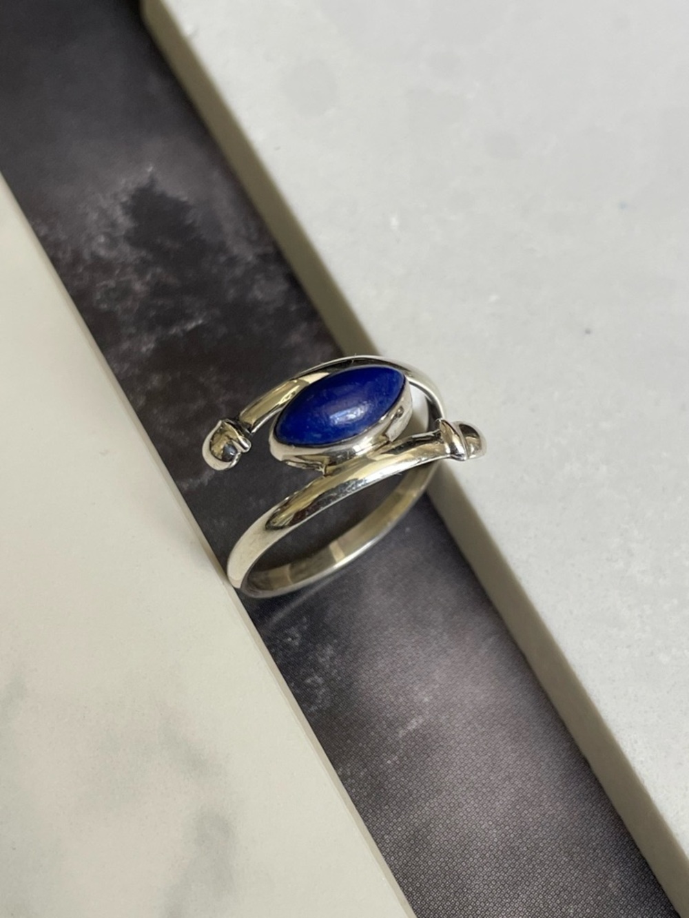 925 Sterling Silver Natural Lapis Lazuli Ring, US:6,8,9 “BOHO”
